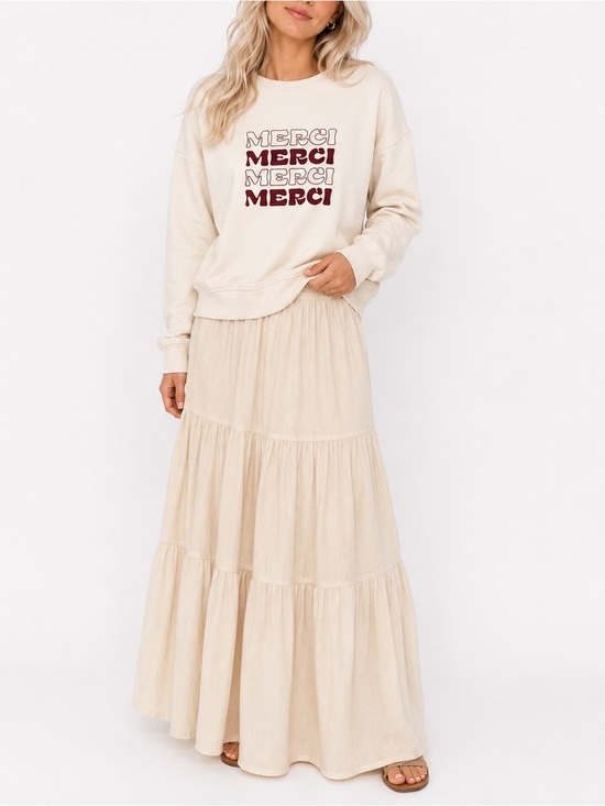 Pact Sweaters - NWT Pact Merci Cloud Brushed Fleece Crew Sweatshirt Organic Cotton Cream Medium